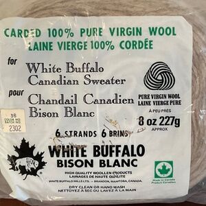 White Buffalo Carded 100% Wool Yarn 6 Strands 8oz. 227g